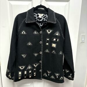 Sandy Starkman Jacket Vintage Wool Artisan Coat Geometric Tribal Women’s Small